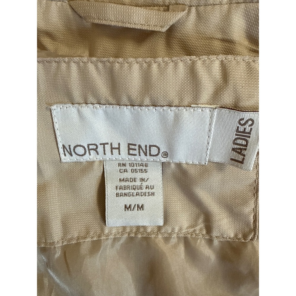 North End Womens Tan Full Zip Lightweight Vest Mock Neck Beige Navy Trim Size M - Picture 6 of 8